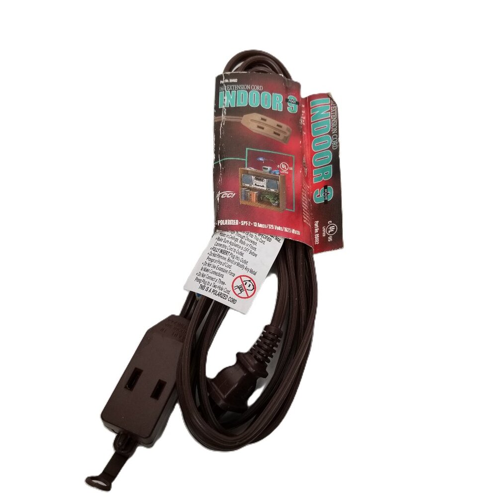 CCI Indoor Extension Cord 9 Foot Brown Polarized UL Listed New